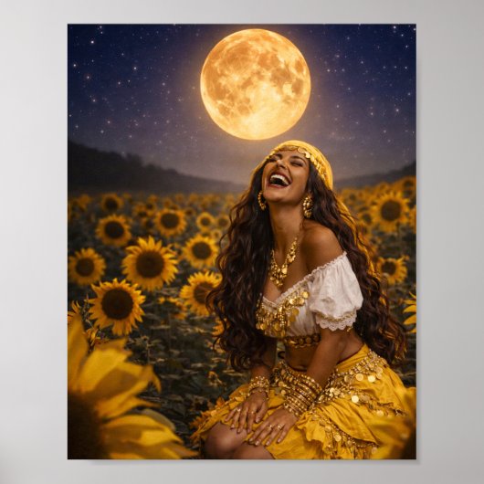gelber Zigeunerposter (glänzend) || Gitana-Kunst Poster (Vorne)