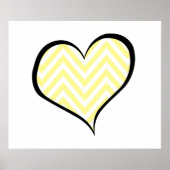 Gelber Zigzag, gelb Zickzack, Wellenmuster, Herz Poster (Vorne)