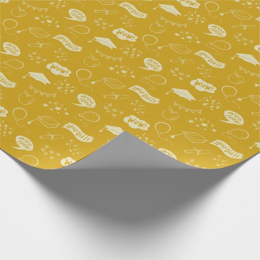 Gelbes Abschluss Handgezeichnetes Scribble-Muster Geschenkpapier (Ecke)