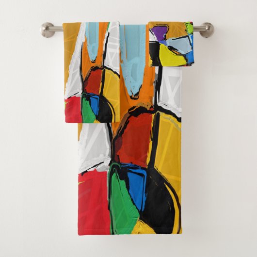 Gelbes Abstraktes Badetuch Set (Insitu)