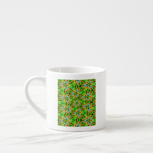 Gelbes Abstraktes Blume Muster Espressotasse (Links)