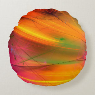 gelbes abstraktes Fraktal Hintergrund 3d rendering Rundes Kissen