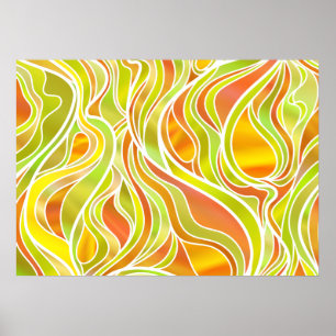 Gelbes Abstraktes Hartglas Poster