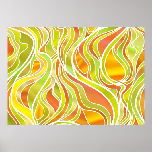 Gelbes Abstraktes Hartglas Poster (Vorne)