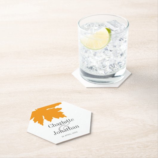 Gelbes Ahornblätterblatt Hochzeit/Verlobung Untersetzer (Vor Ort)