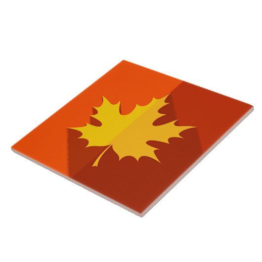 Gelbes Ahornleaf in Orange Fliese (Seite)