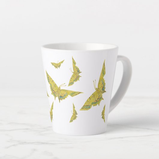 Gelbes Altes Frack-Schmetterlingsmuster Milchtasse (Rechte Ecke)