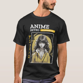 Gelbes Anime-Mädchen Retro lustig T-Shirt
