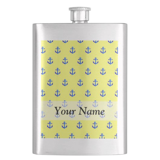 Gelbes Ankermuster Flachmann (Vorderseite)