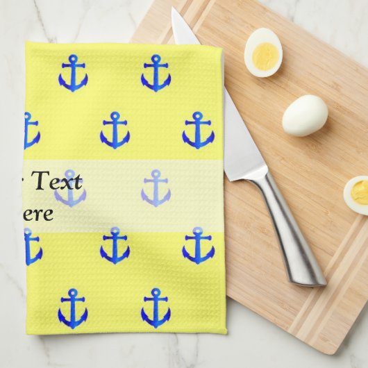 Gelbes Ankermuster Geschirrtuch (Viertel Falte)