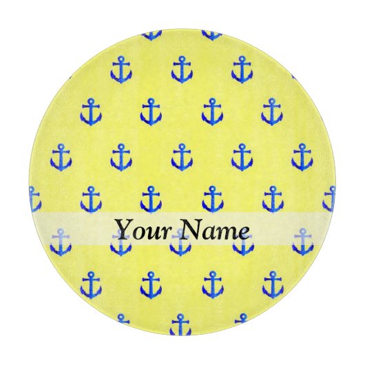 Gelbes Ankermuster Schneidebrett (Vorderseite)