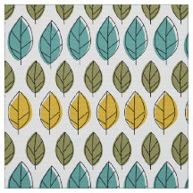 gelbes Aqua-Grün-Mod-Blätter Muster Stoff