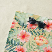 Gelbes Aqua Pink Peach Hibiskus Floral Strandtuch (Beispiel)
