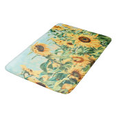 Gelbes, Aquamarines Blumendesign Badematte (Schrägansicht)