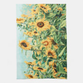 Gelbes, Aquamarines Blumendesign Geschirrtuch (Vertikal)