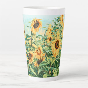 Gelbes, Aquamarines Blumendesign Milchtasse