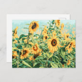 Gelbes, Aquamarines Blumendesign Postkarte (Vorne/Hinten)