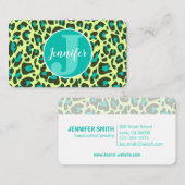 Gelbes, Aquamarines Leopard Print Rockabilly Muste Visitenkarte (Vorne/Hinten)