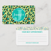 Gelbes Aquamarines Leopard Print Rockabilly Muster Visitenkarte (Vorne/Hinten)