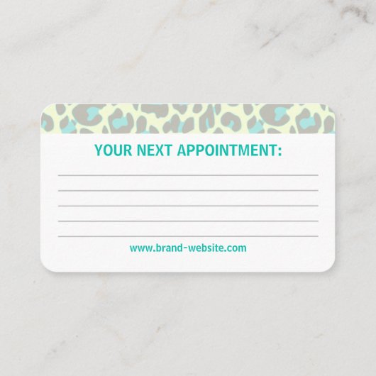 Gelbes Aquamarines Leopard Print Rockabilly Muster Visitenkarte (Rückseite)