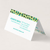 Gelbes Aquamarines Leopard Print Rockabilly Muster Visitenkarten (Rückseite)
