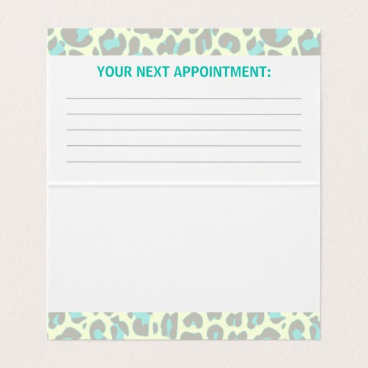 Gelbes Aquamarines Leopard Print Rockabilly Muster Visitenkarten (Innenseite Aufgefaltet)