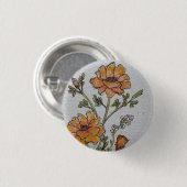 Gelbes Aquarell-Blumendesign-Knopf Button (Vorne & Hinten)