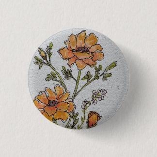 Gelbes Aquarell-Blumendesign-Knopf Button