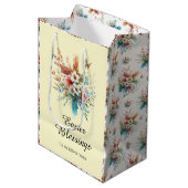 Gelbes Aquarell Kreuz Blume Christlich Ostern Mittlere Geschenktüte (Vorderseite Schrägansicht)