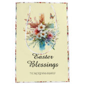 Gelbes Aquarell Kreuz Blume Christlich Ostern Mittlere Geschenktüte (Vorderseite)