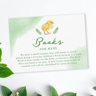 Gelbes Aquarell-Küken mit grünen Büchern für Baby Begleitkarte