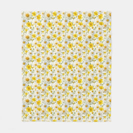 Gelbes Aquarell-Wildblumenmuster Fleecedecke