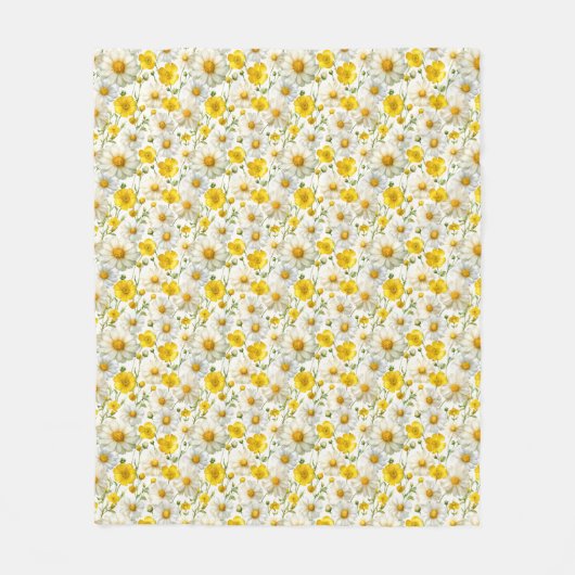 Gelbes Aquarell-Wildblumenmuster Fleecedecke (Vorderseite)