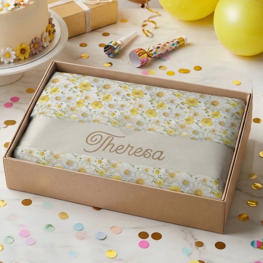 Gelbes Aquarell-Wildblumenmuster  Seidenpapier