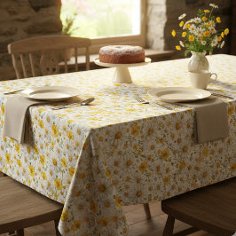 Gelbes Aquarell-Wildblumenmuster  Tischdecke