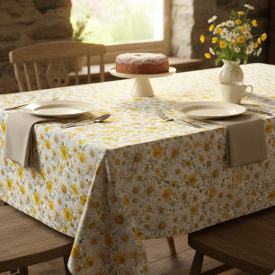 Gelbes Aquarell-Wildblumenmuster Tischdecke