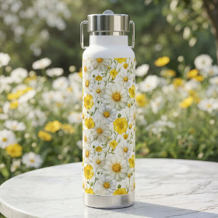 Gelbes Aquarell-Wildblumenmuster Trinkflasche