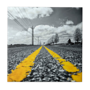 Gelbes Asphalt Highway Road Creative Fotografy Fliese