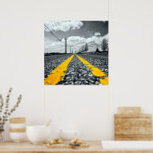 Gelbes Asphalt Highway Road Creative Fotografy Poster (Küche)