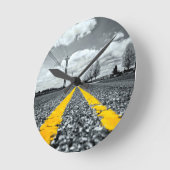 Gelbes Asphalt Highway Road Creative Fotografy Runde Wanduhr (Winkel)