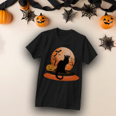 Gelbes Augenschwarz Halloween Katzenfisch T - Shir T-Shirt