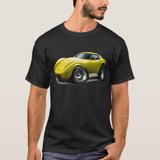 Gelbes Auto 1973-76 Korvette T-Shirt (Vorderseite)