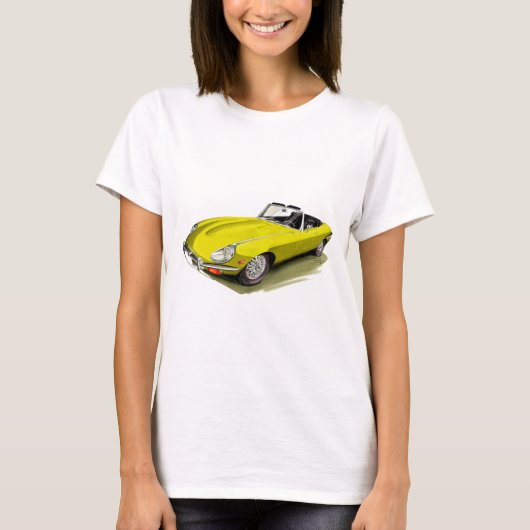Gelbes Auto Jaguars XKE T-Shirt (Vorderseite)