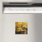 Gelbes Auto und Straßenzeichen Magnet (In Situ (Geschirrspüler))