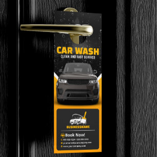 Gelbes Autowasch- und Autodetailing-Mobil Autowäsc Türanhänger