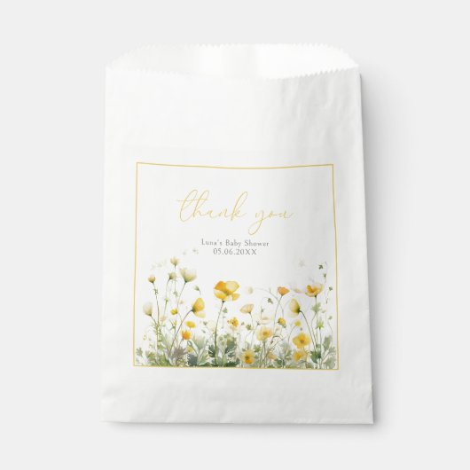 Gelbes Baby in Blütenblütendusche Wildblume Geschenktütchen (Vorderseite)