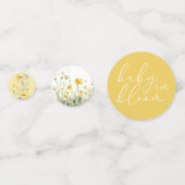 Gelbes Baby in Blütenblütendusche Wildblume Konfetti (Rückseiten)