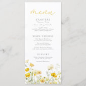 Gelbes Baby in Blütenblütendusche Wildblume Menükarte (Vorderseite)