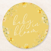 Gelbes Baby in Blütenblütendusche Wildblume Runder Pappuntersetzer (Vorderseite)