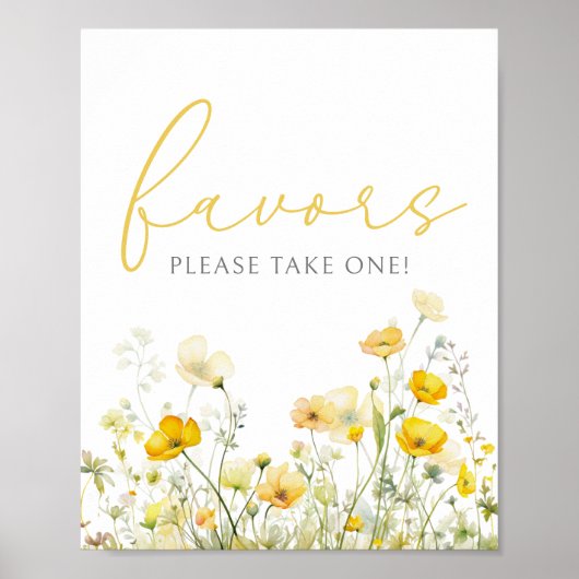 Gelbes Baby in Blütendusche Wildblume Gefallen Unt Poster (Vorne)